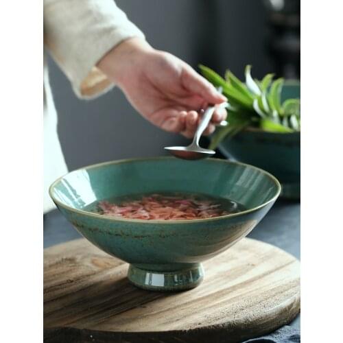 Japanese style noodle bowl ramen bowl household ceramic rice bowl commercial large soup bowl beef noodle bowl salad bowl