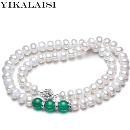 YIKALAISI 925 sterling silver jewelry for women natura 8-9mml freshwater pearl jewelry choker necklace Gifts