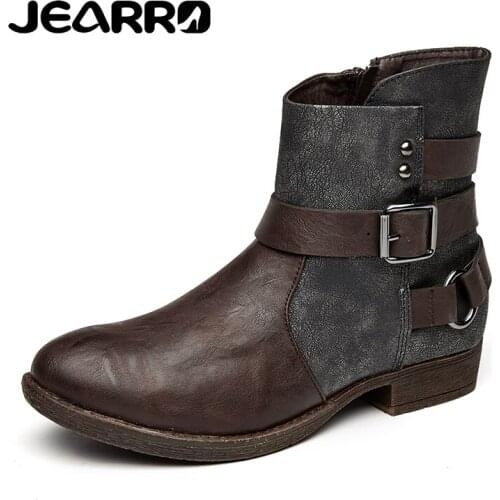 JEARRO Woman Winter Boots Ankle Boot Female Crystal Female Booties Platform Heels High Plush Footwear Women Boot 2019