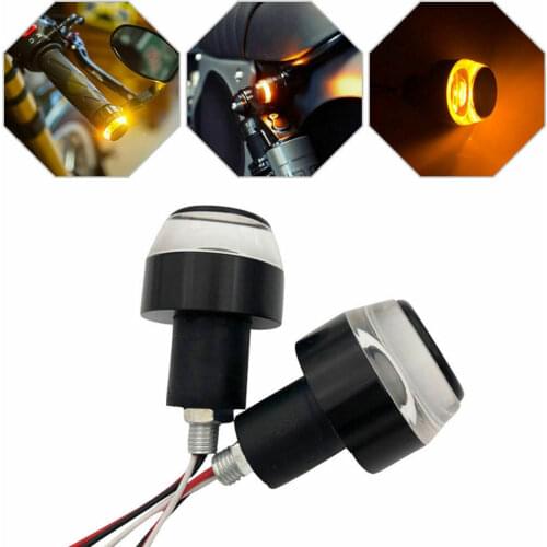 2PCS Motorcycle 12V Turn Signal LED Light Indicator Flasher Handle Bar End Universal 22mm Handlebar Blinker Side Marker Lamp