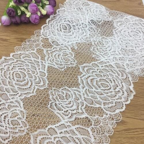 22cm wide 5yds/lot White Black Handmade Hair Decoration Wide Elastic Stretch Lace Trim wedding dress skirt lace trim