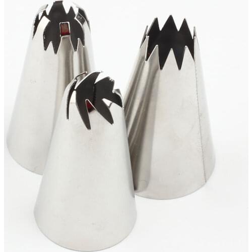 3Pcs Large Size Icing Piping Nozzles Cake Cream Decoration Head Bakery Pastry Tips Stainless Steel Cake Decorating Tools