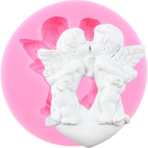 3D Angel Baby Fondant Molds Heart Silicone Candy Chocolate Gumpaste Mould Wedding Cake Decorating Tools Soap Resin Clay Moulds