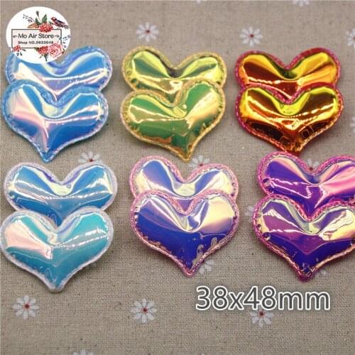 5CM 12pcs heart patches Shiny PU crown Shape Padded Felt appliques for decoration DIY hair accessories