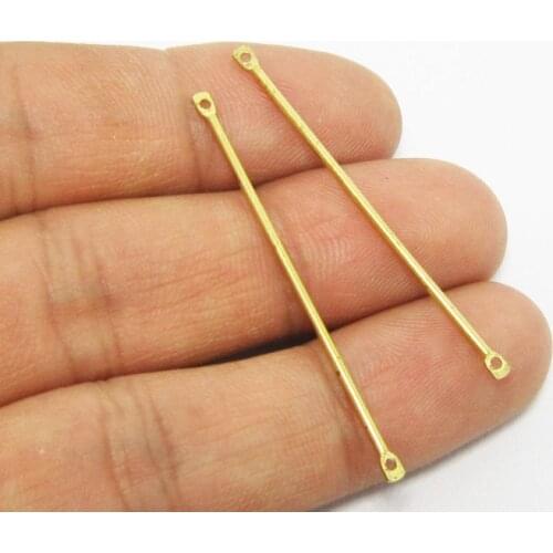 Brass charms 45x1.2mm Raw brass stick connector Necklace Bar findings -100pcs R756