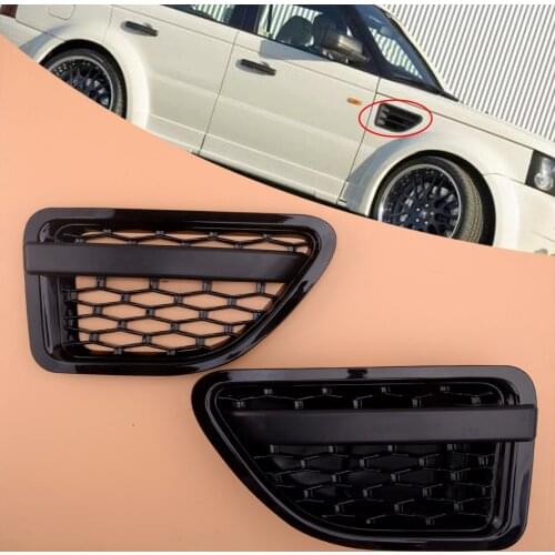 Beler Black 1 Pair Front Side Door Fender Cover Vent Grille Fit For Land Rover Range Rover Sport 2005 2006 2007 2008 2009