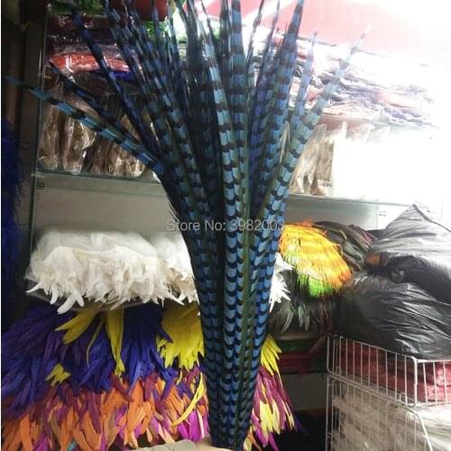 Free shipping 50pcs beautiful sky blue copper feathers long 36-40 inches / 90-100 cm decorative diy collection stage show
