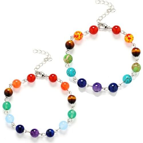 Bracelet Natural Stone Beads 7 Chakra For Women Men Yoga Buddha Bracelets Fashion Retro Ethnic Wild Birthday Gift Accessories