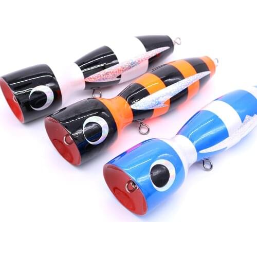 CASTFUN Wooden Popper Lure 18cm 120g Top Water Big Game Surface Bull Tuna Lure GT Offshore Popper