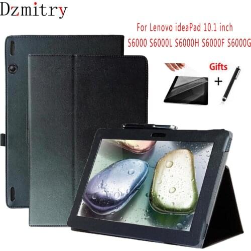 Flip Stand Case for Lenovo ideaPad 10.1 inch S6000G S6000L S6000H S6000G Tablet Cover PU Leather Folding Shell+film+Stylus pen