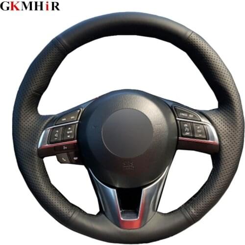 DIY Black Soft Artificial Leather Car Steering Wheel Cover For Mazda CX-5 CX5 Atenza 2014 New Mazda 3 CX-3 2016 Scion iA 2016