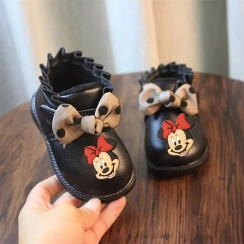 Disney childrens cartoon Minnie Mickey non-slip soft sole casual shoes cotton shoes short boots girls leather boots