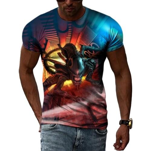 Summer 3D Fashion Alien Graphic T Shirts For Men Casual Classic Movie Pattern Print T-shirts Personality Short Sleeve T-shirts