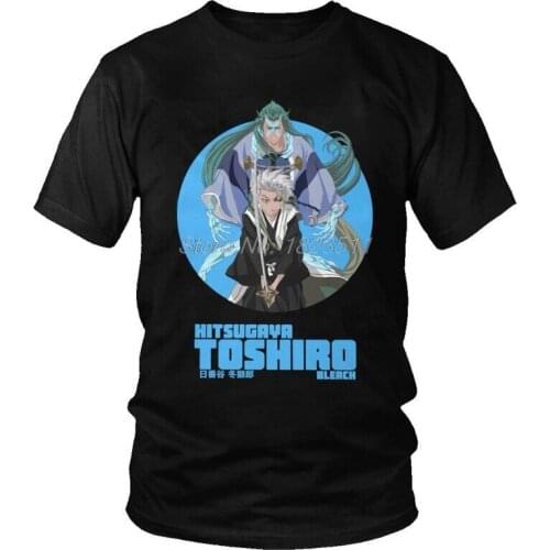 Tvoe Manga Toshiro Hitsugaya T Shirt Men Short Sleeve Cotton T-shirt Anime Bleach Tees Top Harajuku Tshirt