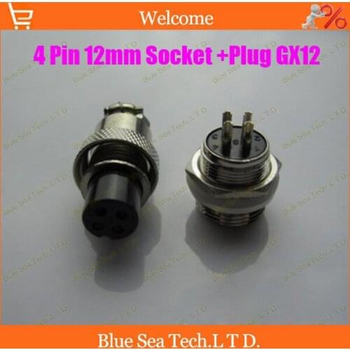 4 Pin 12mm Male & Female Wire Panel Connector kit GX12 Socket+Plug,RS765 Aviation plug interface,circular connector
