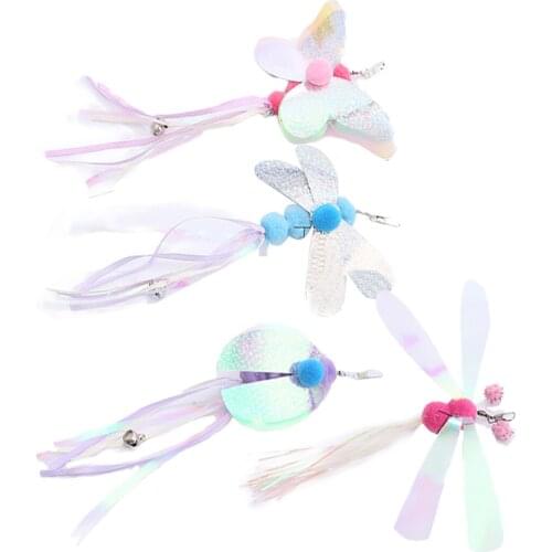 Legendog 4PCS Cat Wand Refills Glitter Design Kitten Teaser Replacement Bell Pet Toys For Cat Interactive Toys Pet Supplies
