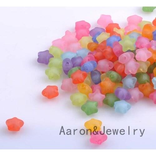 200pcs Mixed Star Frosted Acrylic Spacer Beads For jewelry making 11mm YKL0366