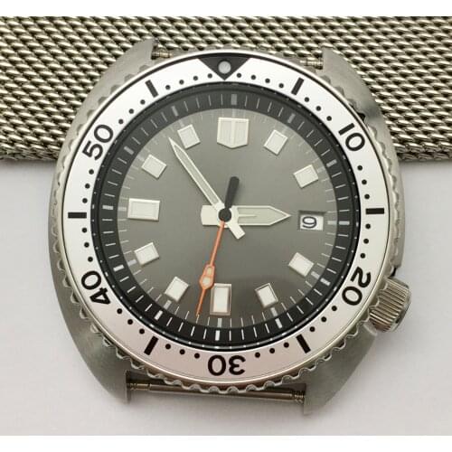 Alternative SK Abalone Case 45MM Gray Dial Luminous Mens Watch Automatic Mechanical Clock Mesh Strap