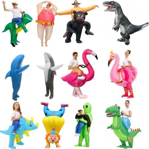 Adult Holloween Cosplay Inflatable Costumes Animals Alien Flamingo Dinosaur T-Rex Disfraz Funny Party Role Play Wedding Clothing