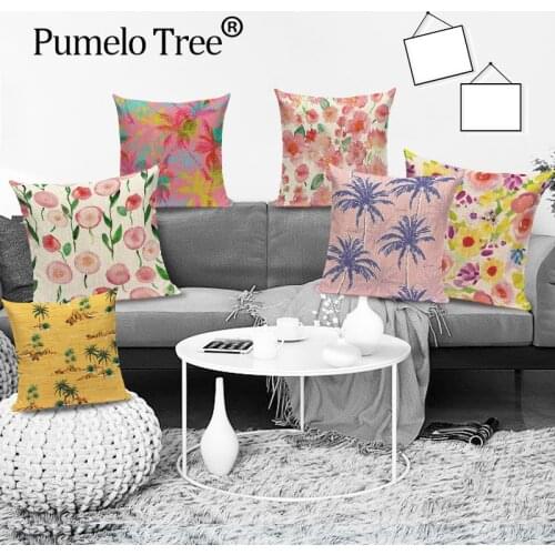 Tropical Beach Tree Cushion Cover Summer Landscape Throw Pillows Case Plant Leaves Linen Home Decoration Pillow Covers Cojines
