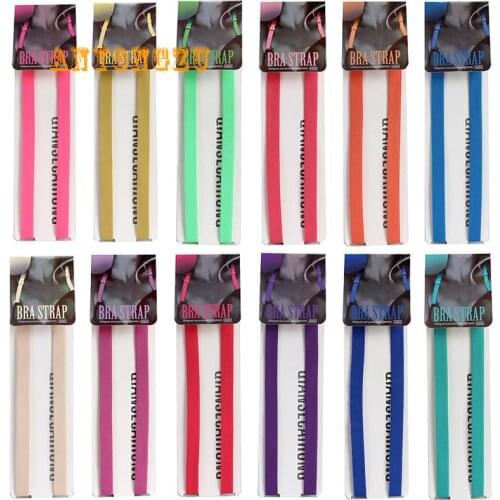 New Polyester Candy Color Shoulder Strap Underwear Double Straps Invisible Anti Slip Elastic Women Straps 30pair/lot 1.2cm Wide