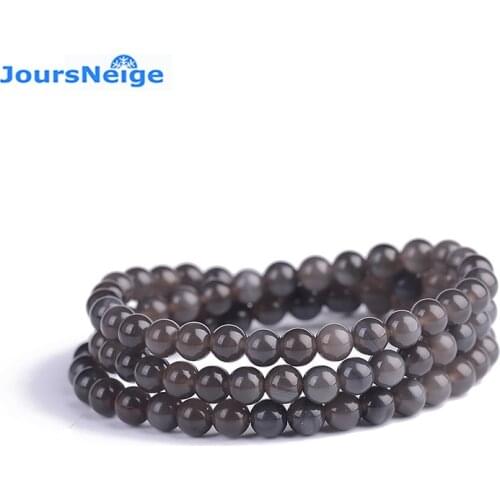 Wholesale Fine JoursNeige Natural Ice color Obsidian 6mm Round Beads Bracelets Lucky for Women Men Energy Stone Bracelet Jewelry