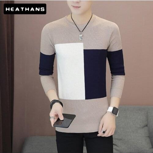 Autumn Winter New Arrival Warm Sweaters Mens O-Neck Color Contrast Wool Sweaters Male Clothing Knitted Cashmere Pullover M-3XL