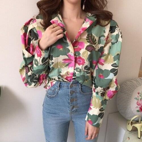 Korea style vintage new Spring Summer Autumn Hot selling womens fashion casual ladies print Shirts