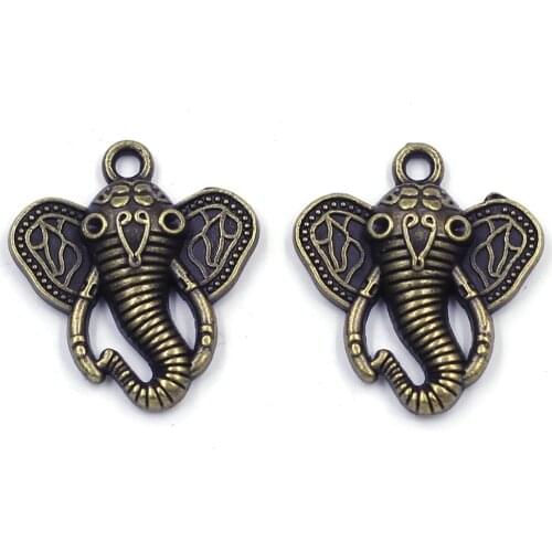 5Pcs Pendants Lovely Elephant Animal Metal Antique Bronze Tone For Charms Necklaces Craft Jewelry DIY Accessories 27x24mm