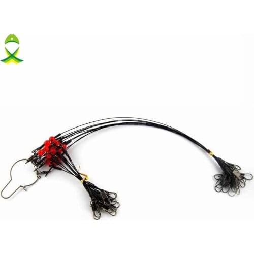 JSM 12pcs 35cm Black Fishing Wire Leaders Stainless Steel Braided Trace Spinning Leader Rigs Steel Wire Line With Swivel Snap