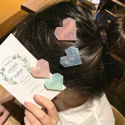 Geometric Heart-shaped Hair Clips Cute Korean Womens Acrylic Hair Accessories