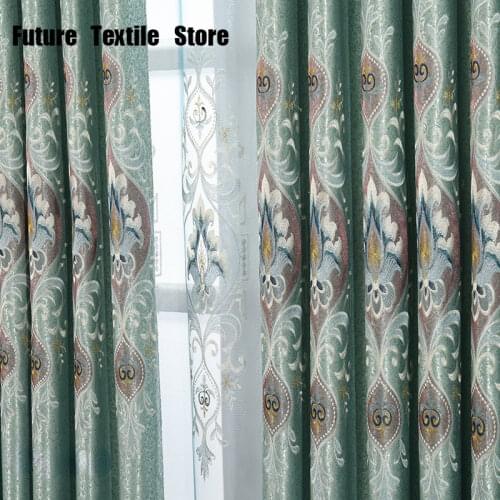 European Style Curtains for Living Dining Room Luxury Curtains Embroidery Fabric Curtains Tulle Finished Product Customization
