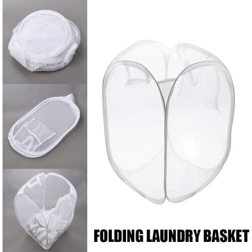 Folding Hamper Laundry Basket Mesh Dirty Clothes Storage Box Household Clothing Sundries Storage Box Bathroom Tool