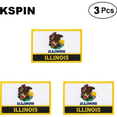 U.S.A Illinois Rectangular Shape Flag patches embroidered flag patches national flag patches for clothing DIY Decoration