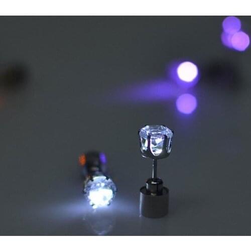 1 Pair Unique Boys Girls LED Light Christmas Gift Halloween Party Square Night Bling Studs Earring Led Party Music Festival EA