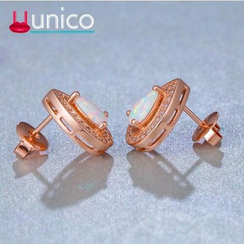 UUNICO hot New rose gold earrings Drop shape opal Opel earrings small jewelry Valentines Day / Birthday / Mom & Love Gift -k82