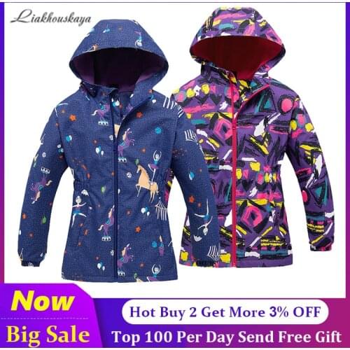 Windbreaker For Girls 2020 Spring Fleece Clothes For ChildrenS Unicorn Jacket Kids Coat Windproof Teenage Girls Outerwear 4-14Y