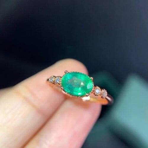 Jewelry Emerald Ring for Daily Wear 5*7mm Natural Emerald Silver Ring Solid 925 Silver Emerald Jewelry