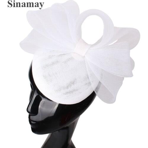 Ladies Wedding White Fascinator Hats Hairpin Bride Women Fashion Hair Accessories With Bow Headwear Headbands For Race Party Tea