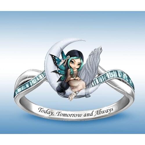 Moon Wolf Butterfly Fairy Cheap Accessories for Women Love Ring Jewelry Accessories Trendy Jewelry Aesthetic Rings for Women