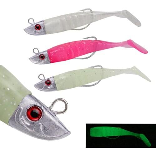 1Pcs Jig Head Soft Bait 8cm 8.5g T Tail Artificial Lures Worm Hook Fish Seabass Fishing Bait