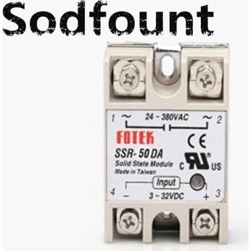 1PC SSR-50 DA SSR-50DA 50A SSR Relay input 3-32VDC output 24-380VAC for PID Temperature Controller Moudle Voltage Transformer