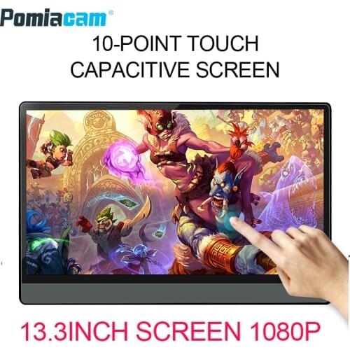 13.3Inch Portable Monitor Screen 1080P HDR IPS Gaming Monitor with Type-C Mini HDMI for Phone Laptop PC MAC Xbox PS4