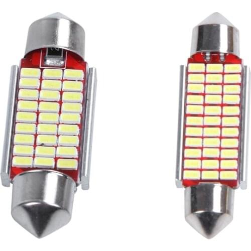 2Pcs C5W C10W 36mm 3014 27SMD Festoon LED Canbus Car Inteiror Bulb License Plate Light 12V & 2Pcs 41mm