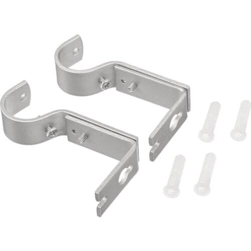 2Pcs Household Silver Adjustable Universal Curtain Rod Bracket Curtain Hang Holder