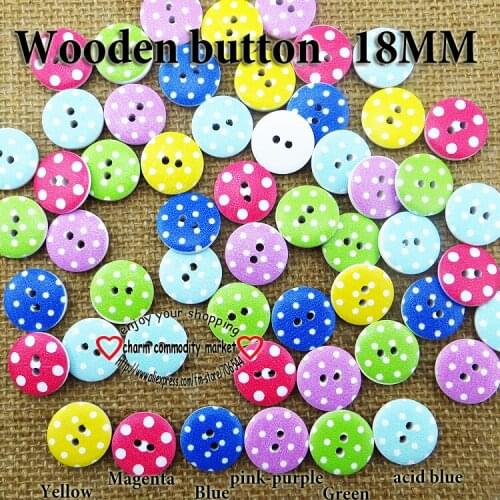 30PCS Mix Dot Button Fits Decorative Painting Wooden Buttons 18MM Coat Boots Sewing Clothes Accessory MCB-643