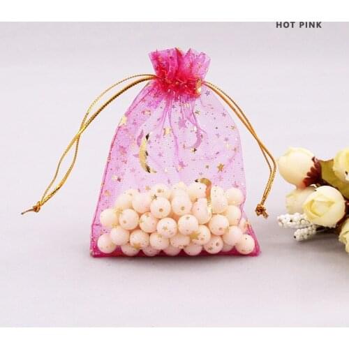 100x Custom Logo Printing Organza Jewelry Gift Bag with Drawstring Jewellery Pouch Christmas Wedding Favors