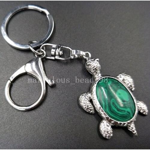 Free Shipping Beautiful jewelry Malachite Turtle Key Chain Hang Pendant bag MC5047