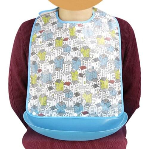 Senior Men Women Elderly Large Adult Bib Reusable Washable Clothing Mealtime Protector with Detachable Food Catcher