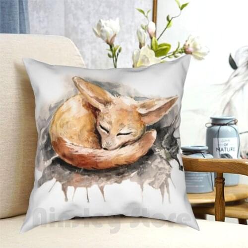 Fennec Fox Pillow Case Printed Home Soft DIY Pillow cover Sleepy Sleep Fennec Fox Aquarelle Animals Wild Nature Baby Kids